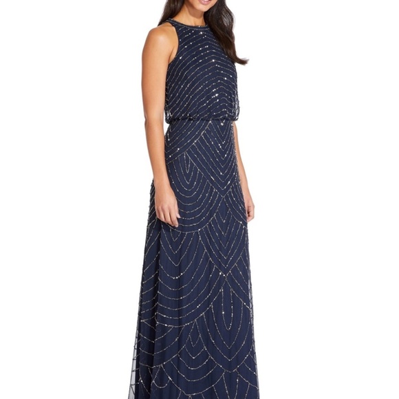 NWT ADRIANNA PAPELL Beaded halter gown - size 6 - Picture 1 of 7